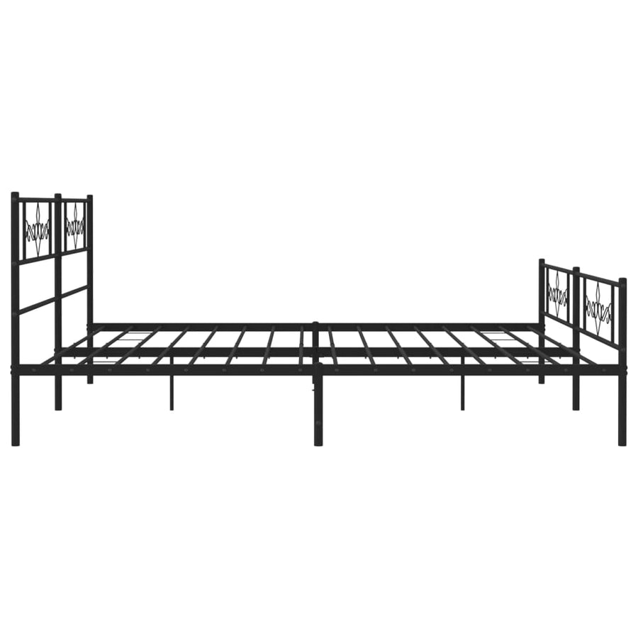 Bedframe met hoofd- en voeteneinde metaal zwart 193x203 cm 193 x 203 cm Zwart