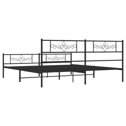 Bedframe met hoofd- en voeteneinde metaal zwart 193x203 cm 193 x 203 cm Zwart