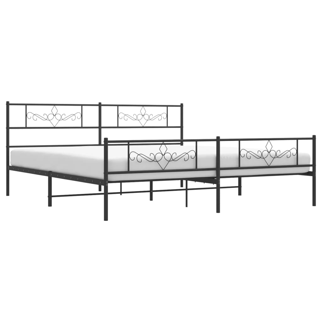 Bedframe met hoofd- en voeteneinde metaal zwart 200x200 cm