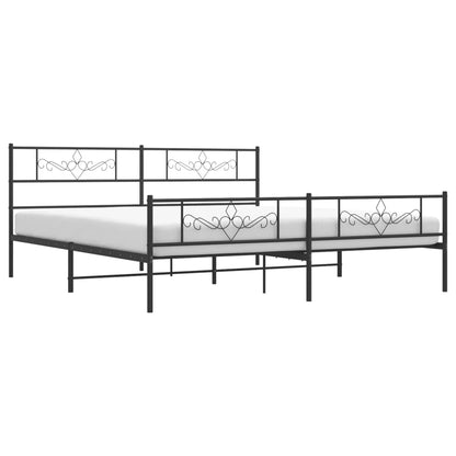Bedframe met hoofd- en voeteneinde metaal zwart 200x200 cm