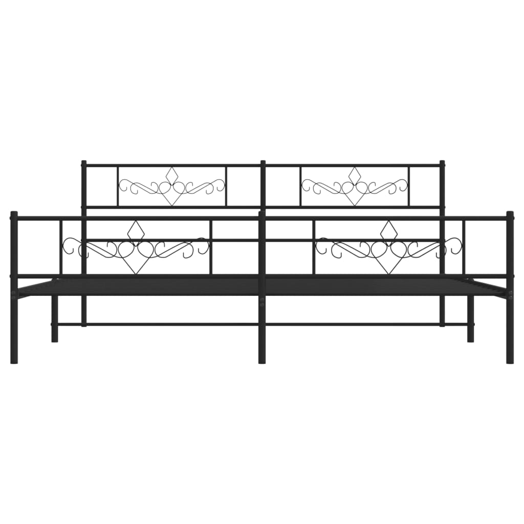Bedframe met hoofd- en voeteneinde metaal zwart 200x200 cm