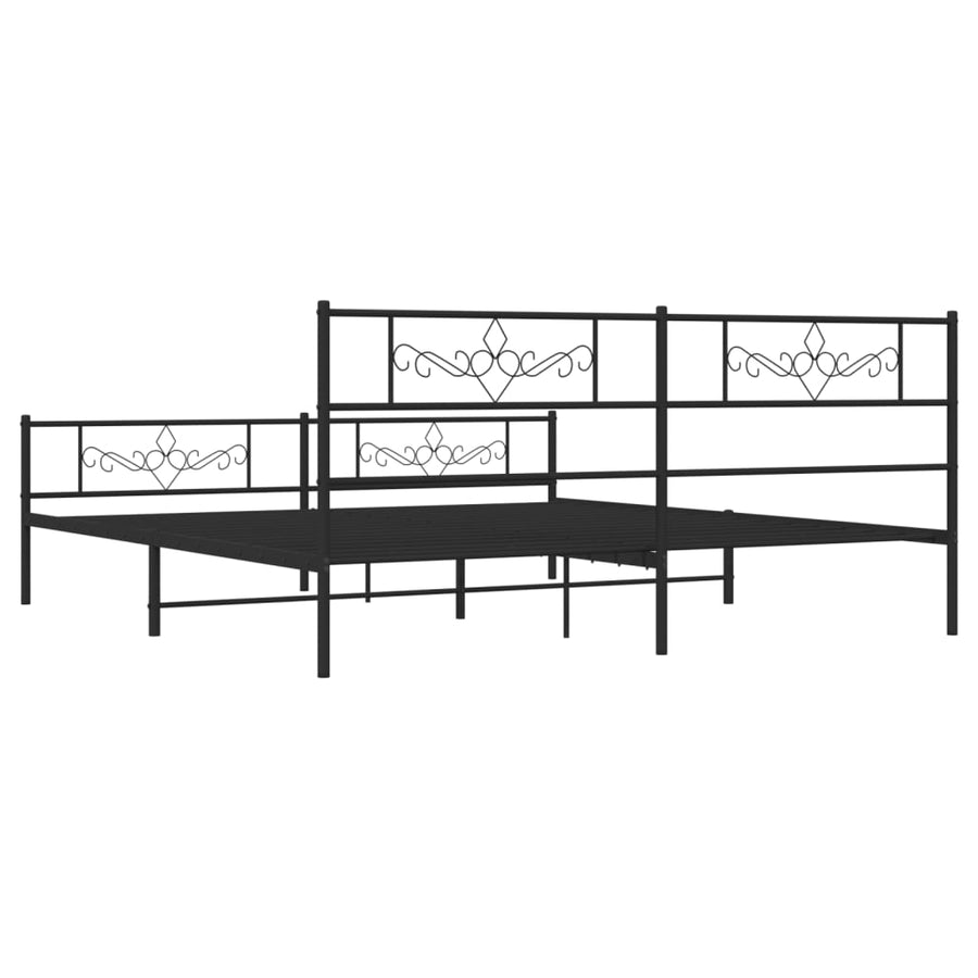 Bedframe met hoofd- en voeteneinde metaal zwart 200x200 cm