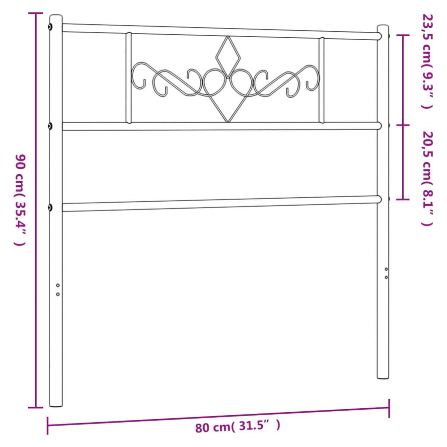 Hoofdbord 75 Cm Metaal Zwart