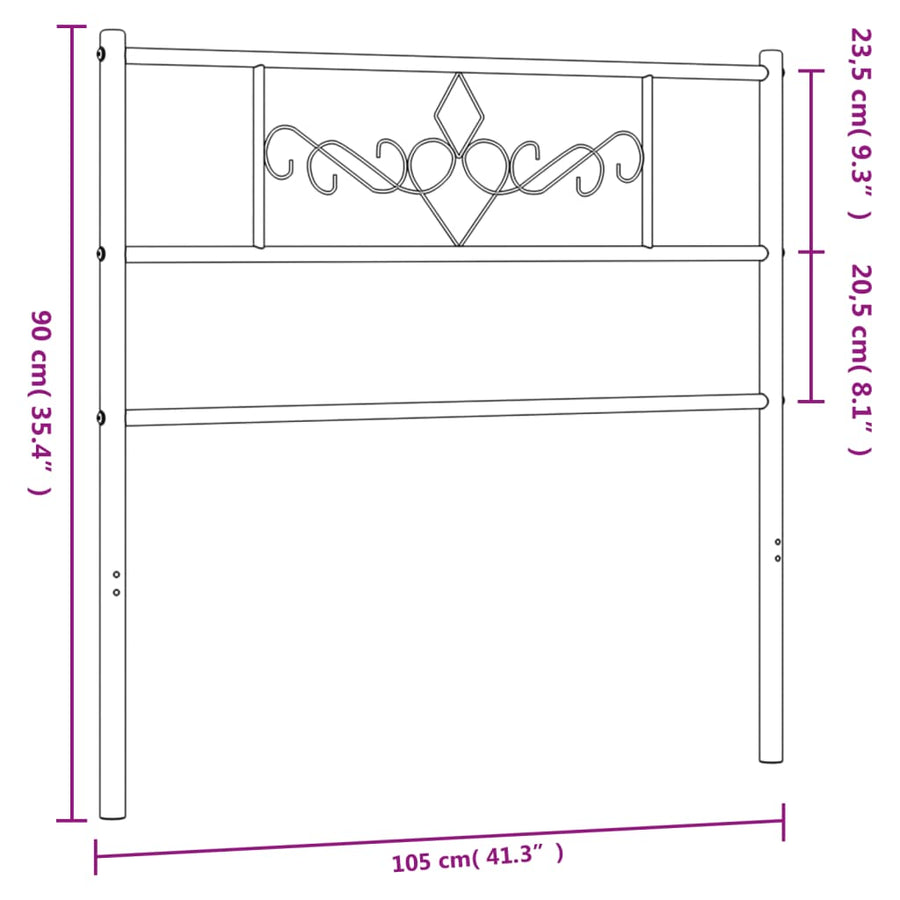 Hoofdbord 100 Cm Metaal Zwart