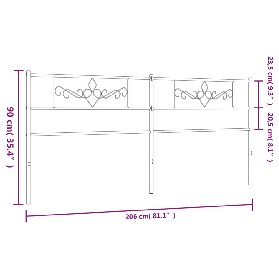 Hoofdbord 200 Cm Metaal Zwart