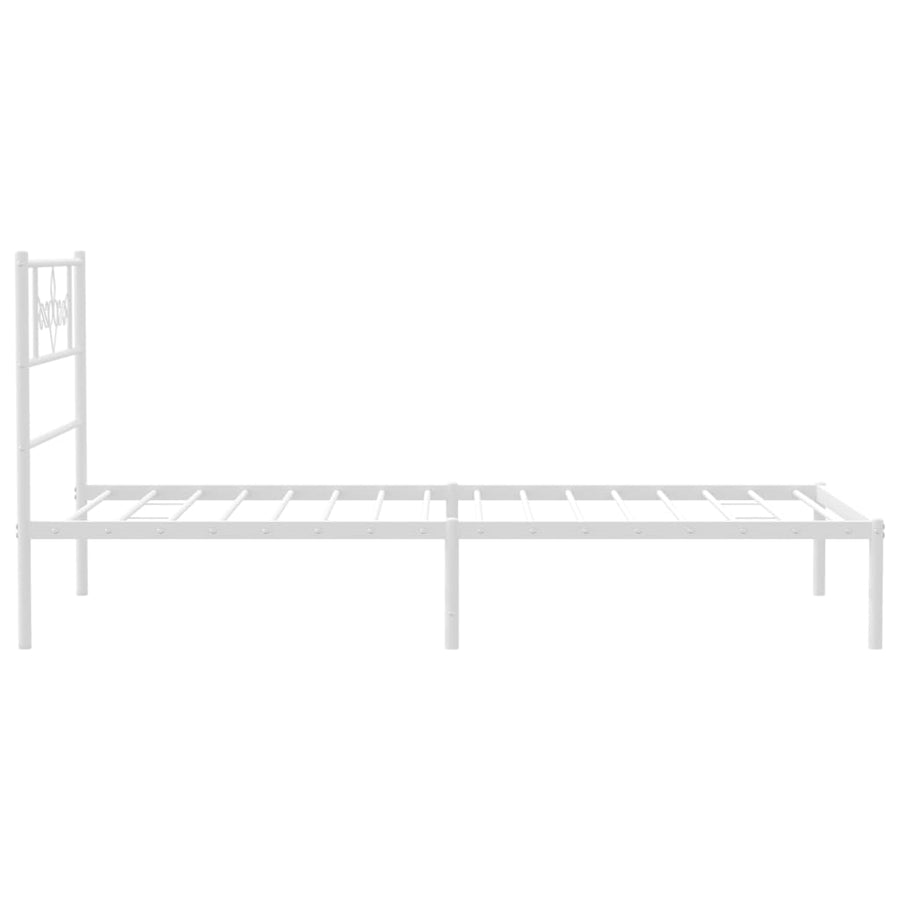 Bedframe met hoofdbord metaal wit 75 x 190 cm Wit met hoofdbord