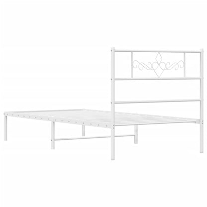 Bedframe met hoofdbord metaal wit 75 x 190 cm Wit met hoofdbord