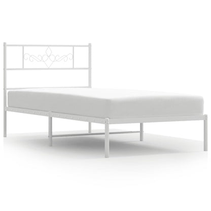 Bedframe met hoofdbord metaal wit 80x200 cm 80 x 200 cm Wit met hoofdbord