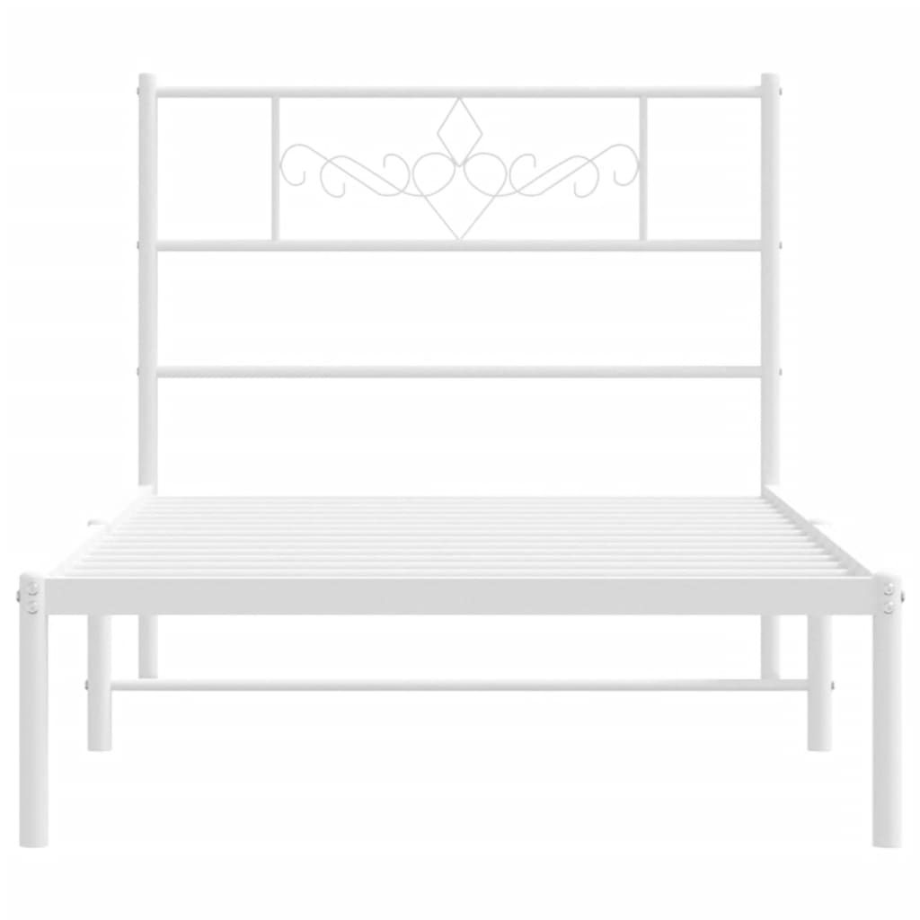 Bedframe met hoofdbord metaal wit 80x200 cm 80 x 200 cm Wit met hoofdbord