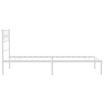 Bedframe met hoofdbord metaal wit 80x200 cm 80 x 200 cm Wit met hoofdbord