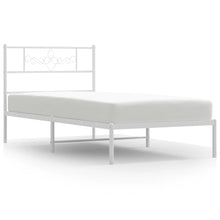 Bedframe met hoofdbord metaal wit 90x190 cm 90 x 190 cm Wit met hoofdbord