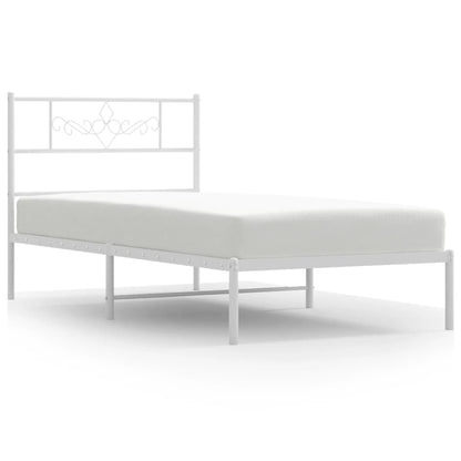 Bedframe met hoofdbord metaal wit 90x190 cm 90 x 190 cm Wit met hoofdbord