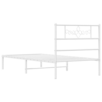 Bedframe met hoofdbord metaal wit 90x190 cm 90 x 190 cm Wit met hoofdbord