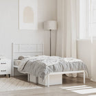 Bed frame with headboard metal white 90x190 cm