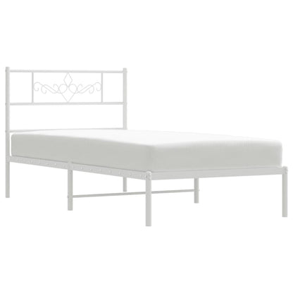 Bedframe met hoofdbord metaal wit 100x190 cm 100 x 190 cm Wit met hoofdbord