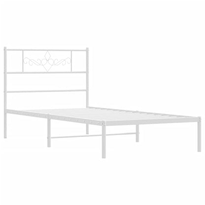 Bedframe met hoofdbord metaal wit 100x190 cm 100 x 190 cm Wit met hoofdbord
