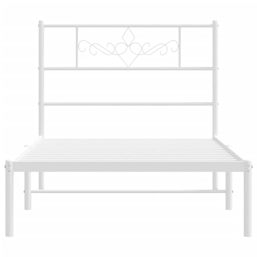 Bedframe met hoofdbord metaal wit 107x203 cm 107 x 203 cm Wit met hoofdbord