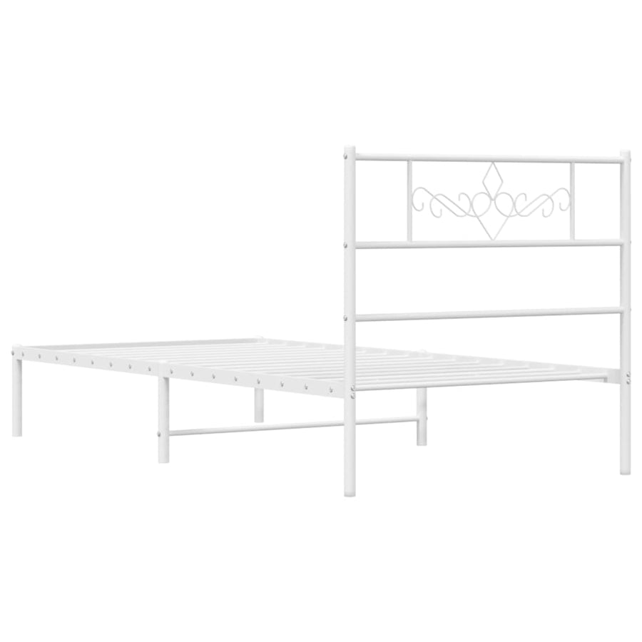 Bedframe met hoofdbord metaal wit 107x203 cm 107 x 203 cm Wit met hoofdbord
