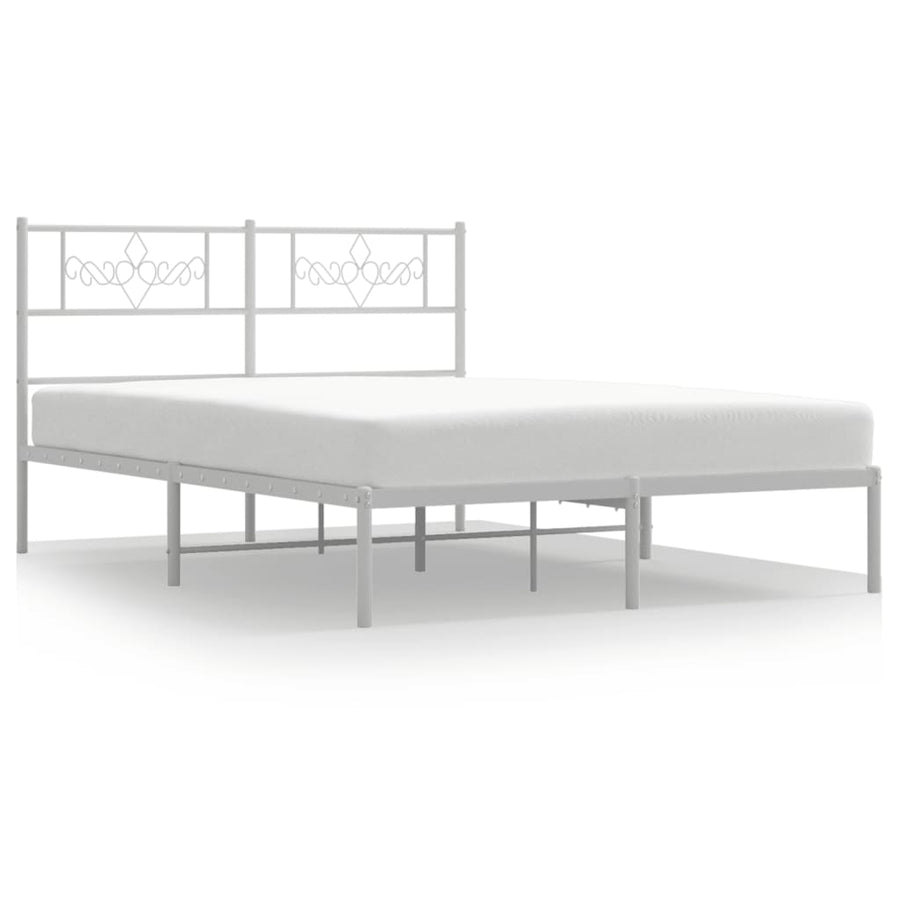 Bedframe met hoofdbord metaal wit 120x190 cm 120 x 190 cm Wit met hoofdbord