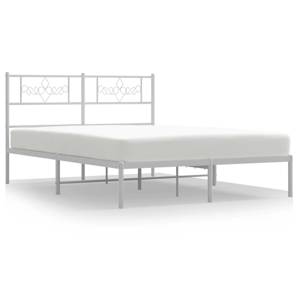 Bedframe met hoofdbord metaal wit 120x200 cm 120 x 200 cm Wit met hoofdbord
