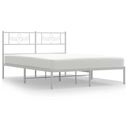 Bedframe met hoofdbord metaal wit 120x200 cm 120 x 200 cm Wit met hoofdbord