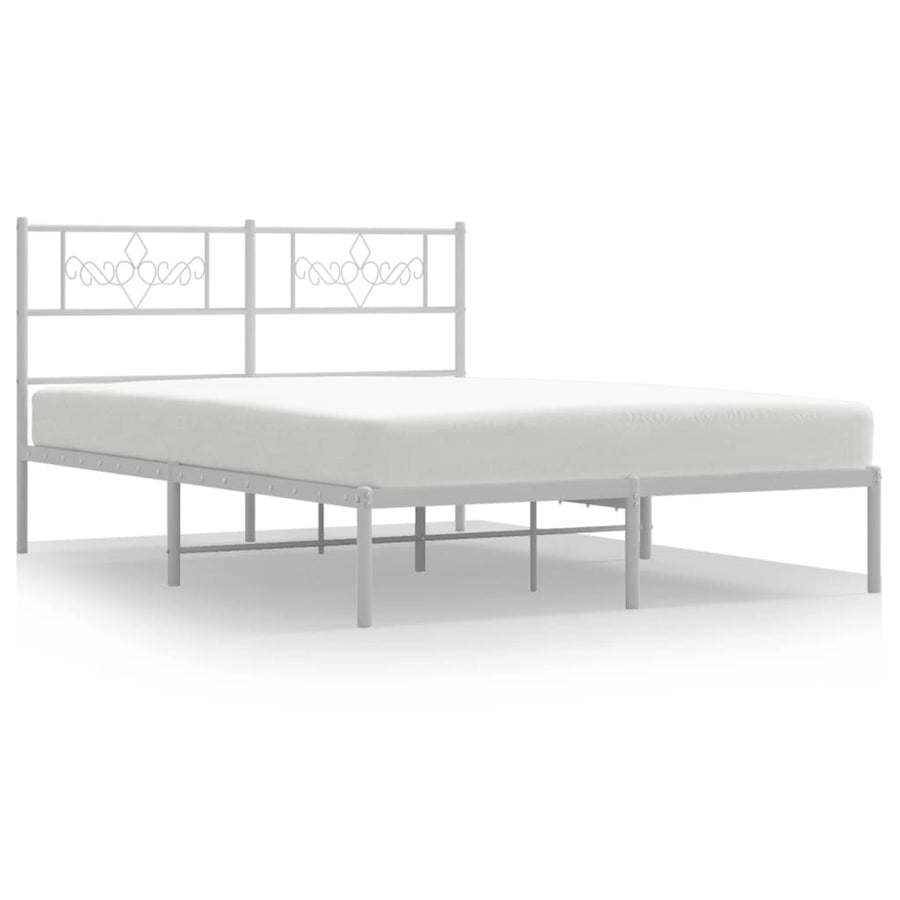 Bedframe met hoofdbord metaal wit 120x200 cm 120 x 200 cm Wit met hoofdbord