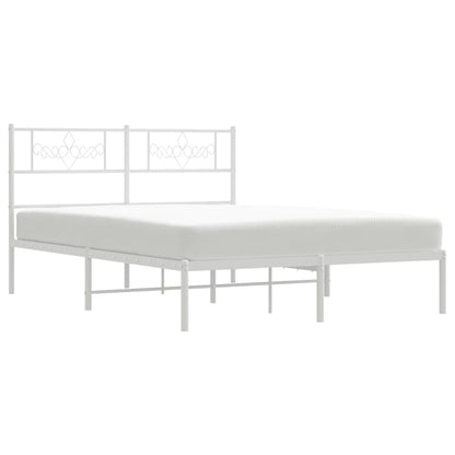 Bedframe met hoofdbord metaal wit 120x200 cm 120 x 200 cm Wit met hoofdbord