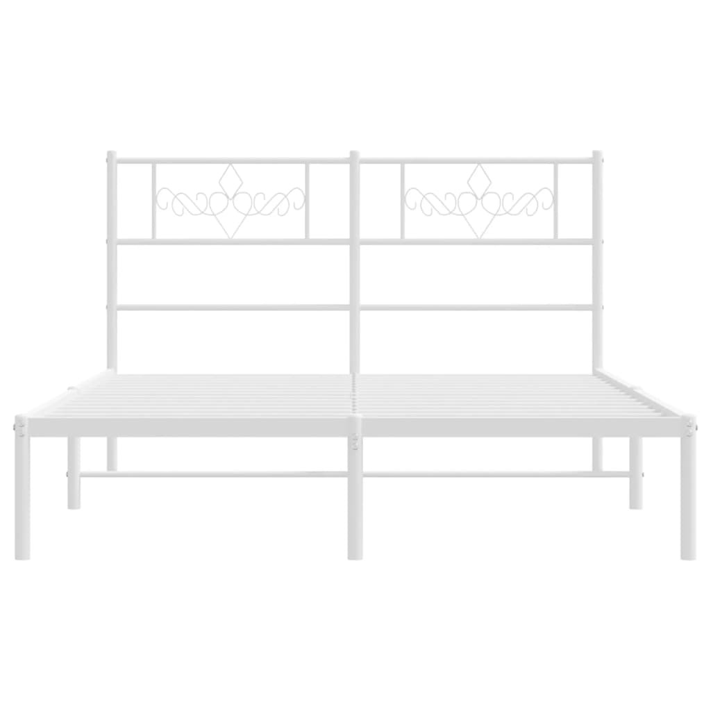 Bedframe met hoofdbord metaal wit 120x200 cm 120 x 200 cm Wit met hoofdbord