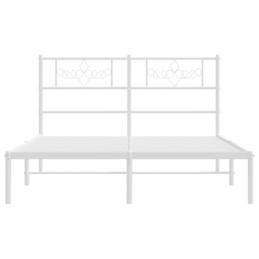 Bedframe met hoofdbord metaal wit 120x200 cm 120 x 200 cm Wit met hoofdbord