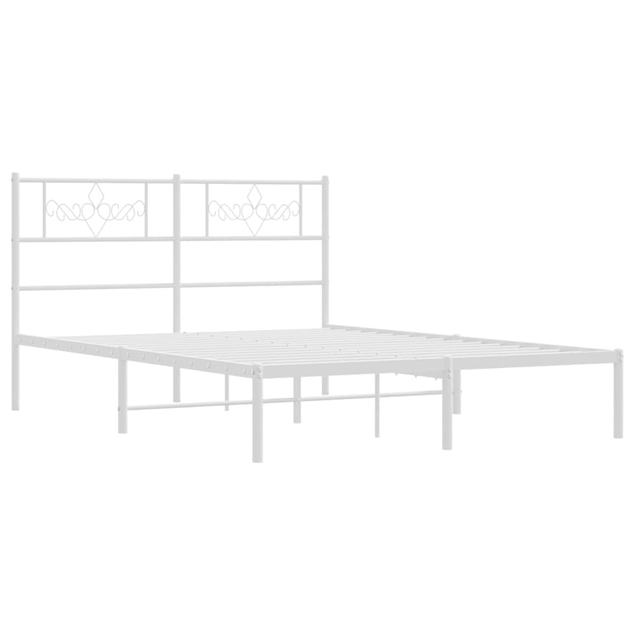 Bedframe met hoofdbord metaal wit 120x200 cm 120 x 200 cm Wit met hoofdbord