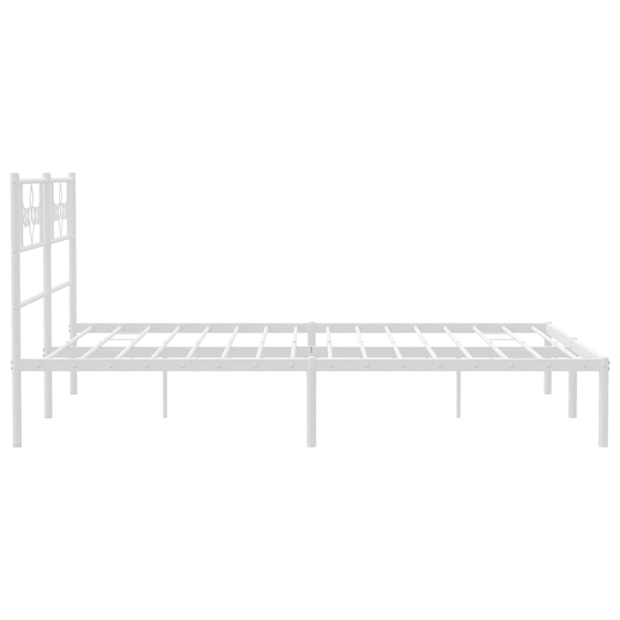 Bedframe met hoofdbord metaal wit 120x200 cm 120 x 200 cm Wit met hoofdbord