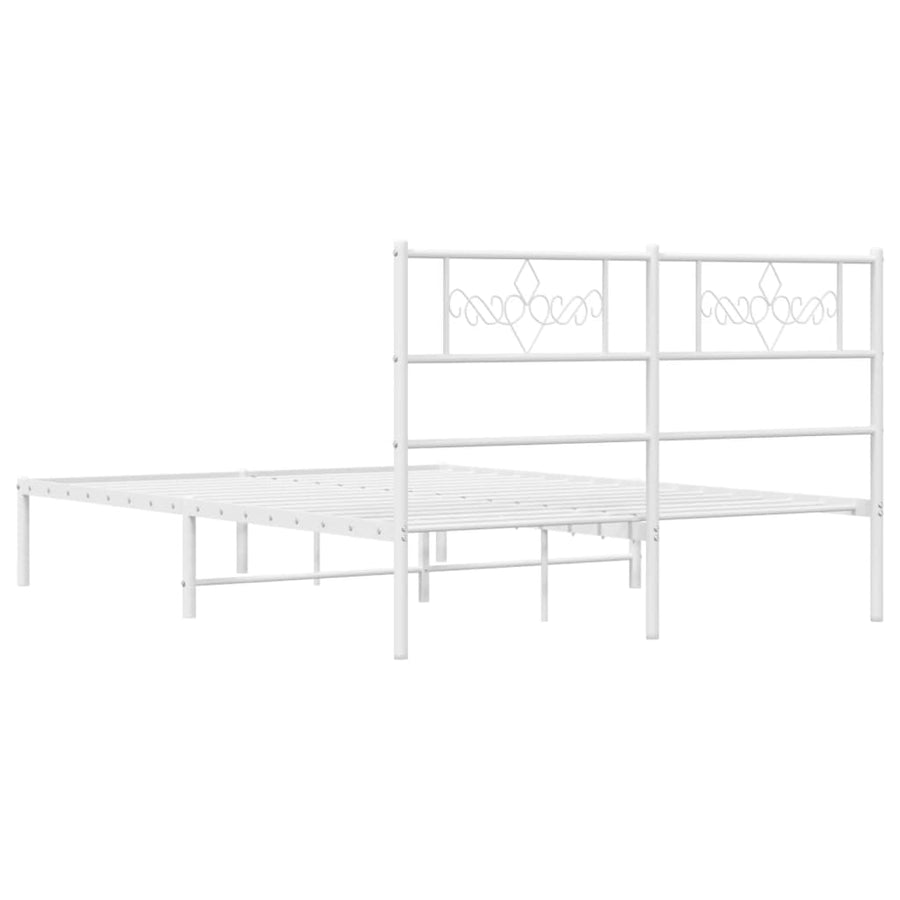 Bedframe met hoofdbord metaal wit 120x200 cm 120 x 200 cm Wit met hoofdbord