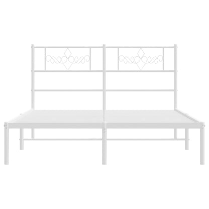 Bedframe met hoofdbord metaal wit 135x190 cm 135 x 190 cm Wit met hoofdbord