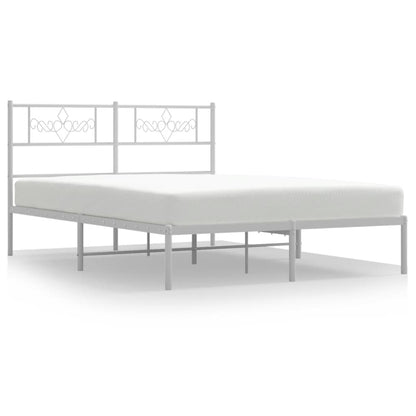 Bedframe met hoofdbord metaal wit 140x190 cm 140 x 190 cm Wit met hoofdbord