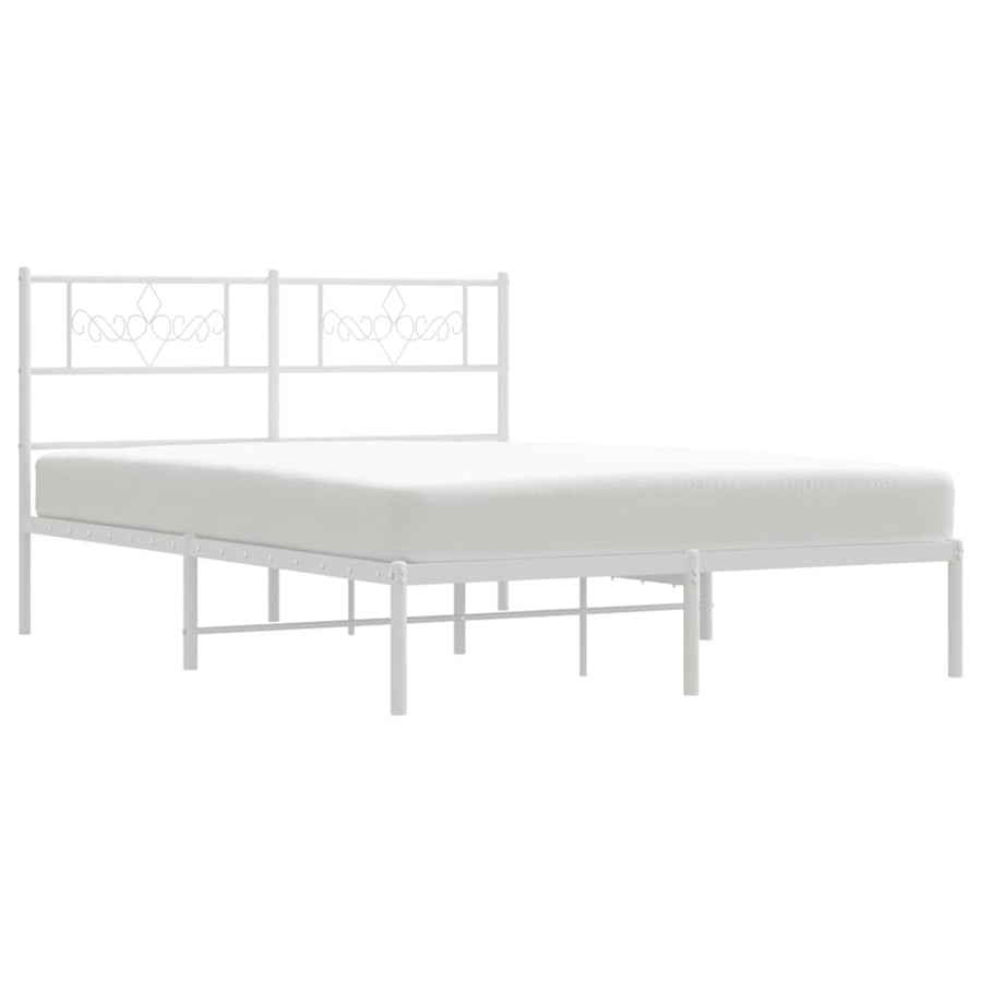 Bedframe met hoofdbord metaal wit 140x190 cm 140 x 190 cm Wit met hoofdbord