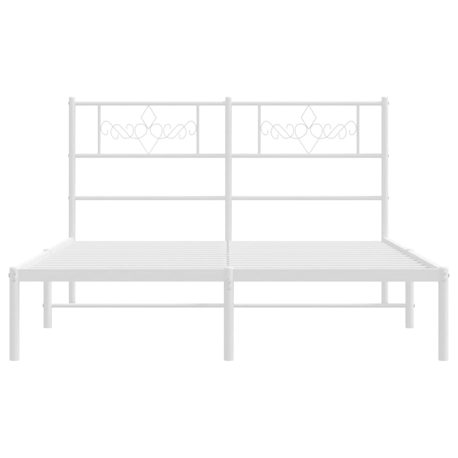 Bedframe met hoofdbord metaal wit 140x190 cm 140 x 190 cm Wit met hoofdbord