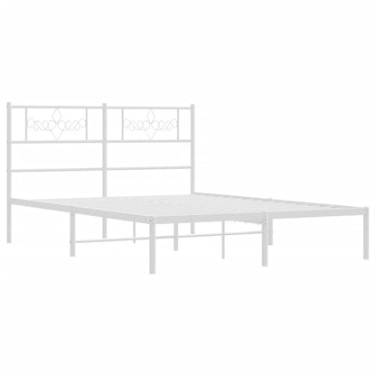Bedframe met hoofdbord metaal wit 140x190 cm 140 x 190 cm Wit met hoofdbord