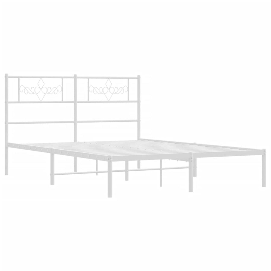 Bedframe met hoofdbord metaal wit 140x190 cm 140 x 190 cm Wit met hoofdbord