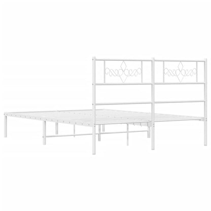 Bedframe met hoofdbord metaal wit 140x190 cm 140 x 190 cm Wit met hoofdbord