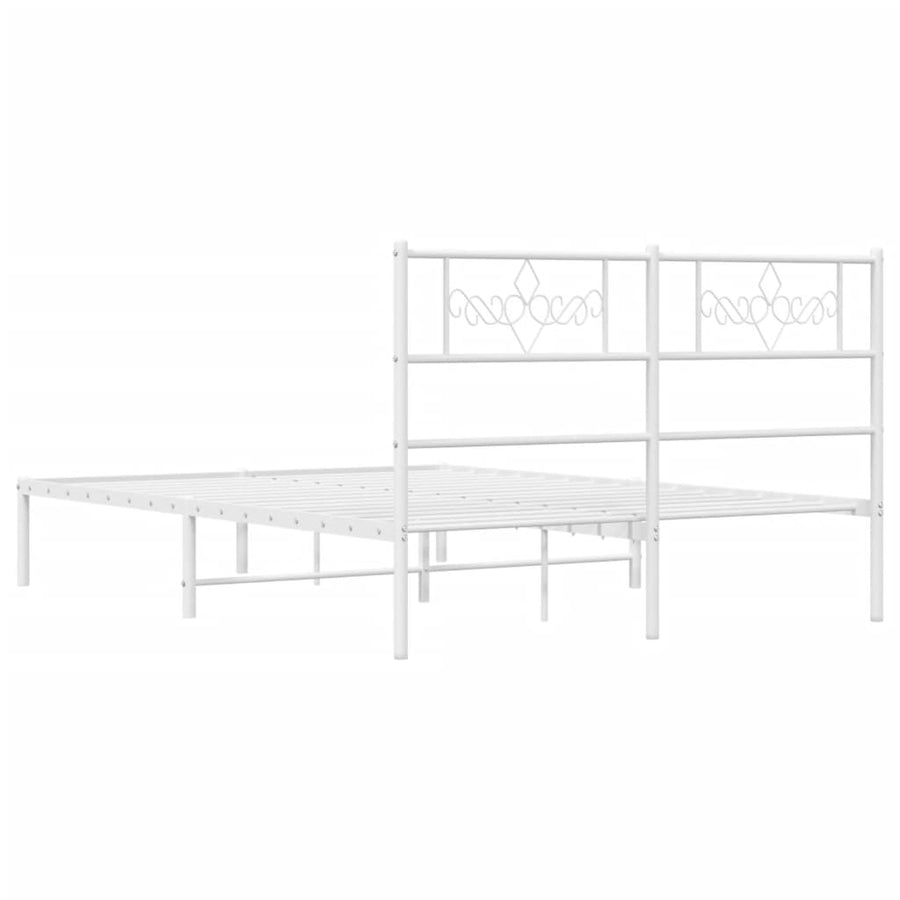 Bedframe met hoofdbord metaal wit 140x190 cm 140 x 190 cm Wit met hoofdbord