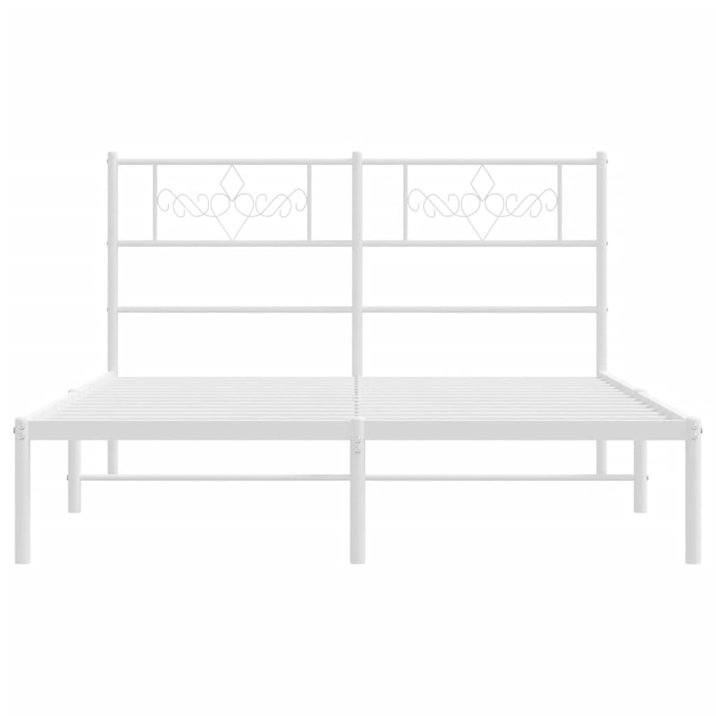 Bedframe met hoofdbord metaal wit 140x200 cm 140 x 200 cm Wit met hoofdbord