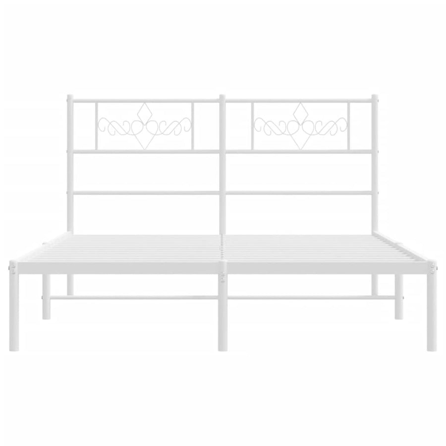 Bedframe met hoofdbord metaal wit 140x200 cm 140 x 200 cm Wit met hoofdbord