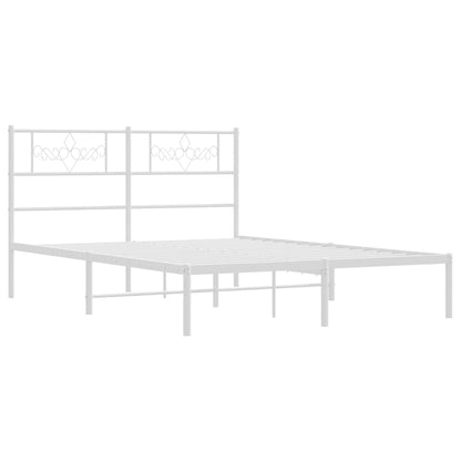 Bedframe met hoofdbord metaal wit 140x200 cm 140 x 200 cm Wit met hoofdbord