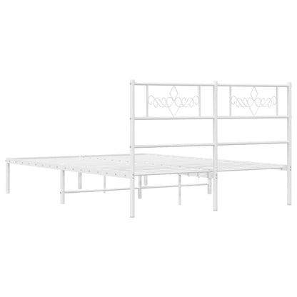 Bedframe met hoofdbord metaal wit 140x200 cm 140 x 200 cm Wit met hoofdbord