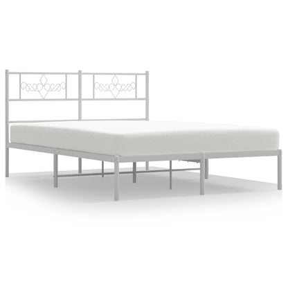 Bedframe met hoofdbord metaal wit 150x200 cm 150 x 200 cm Wit met hoofdbord