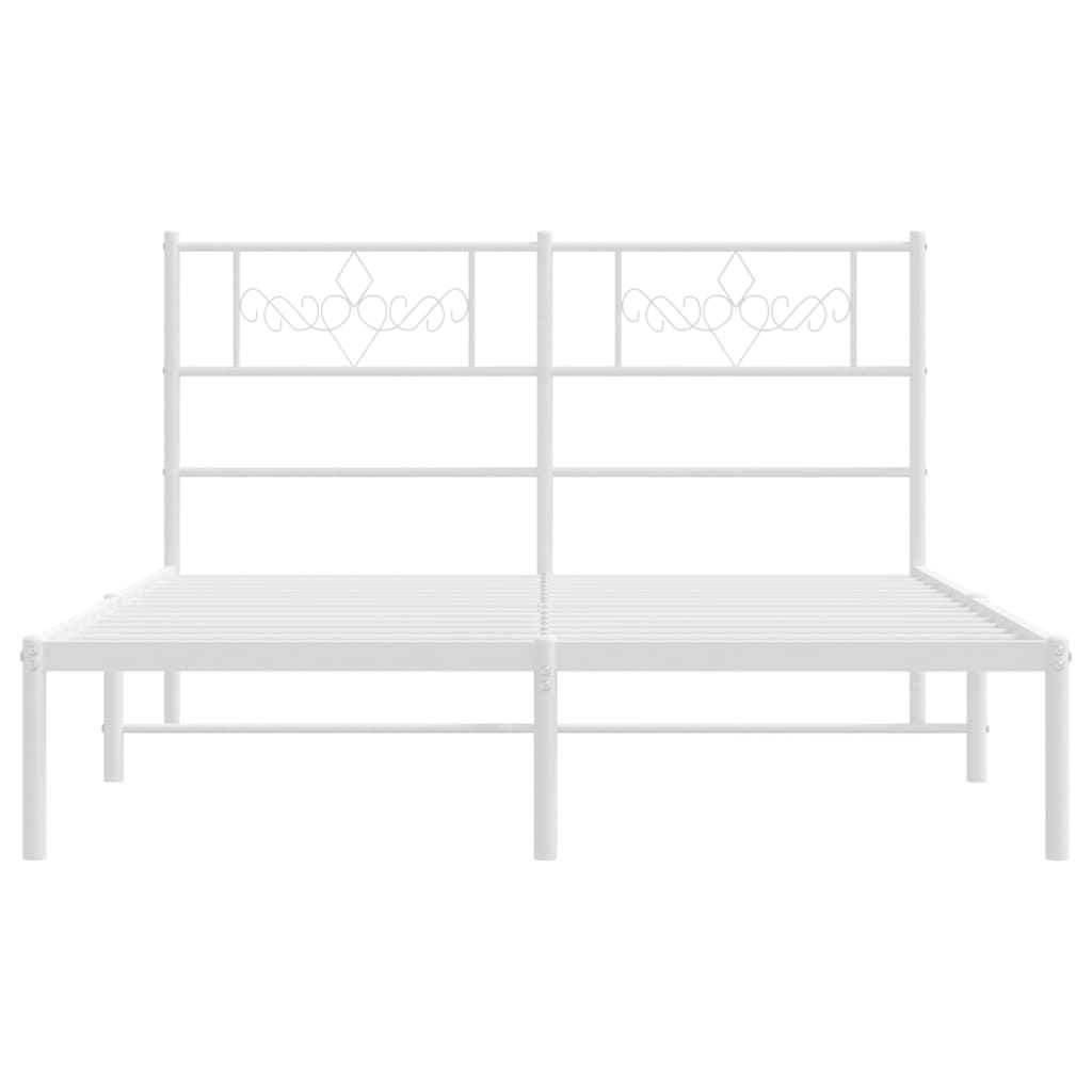 Bedframe met hoofdbord metaal wit 150x200 cm 150 x 200 cm Wit met hoofdbord