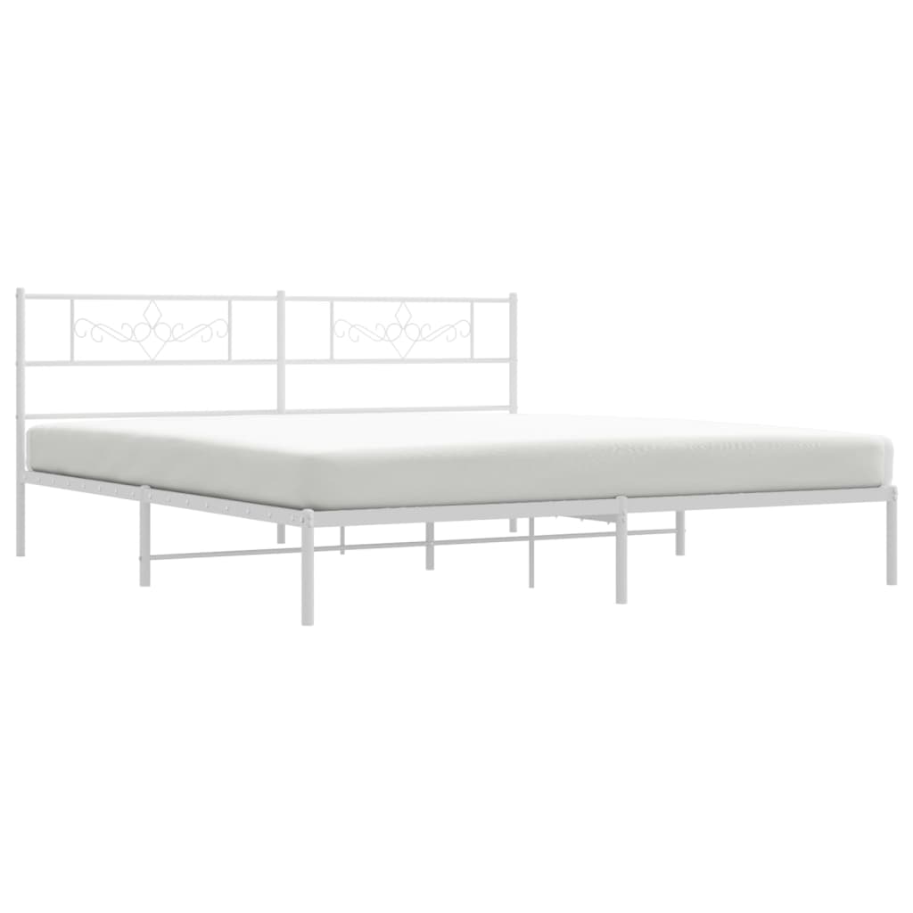 Bedframe met hoofdbord metaal wit 183x213 cm 183 x 213 cm Wit met hoofdbord