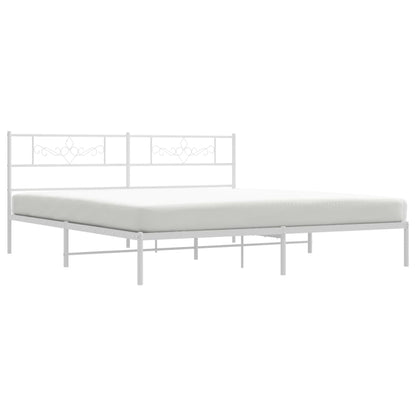 Bedframe met hoofdbord metaal wit 183x213 cm 183 x 213 cm Wit met hoofdbord