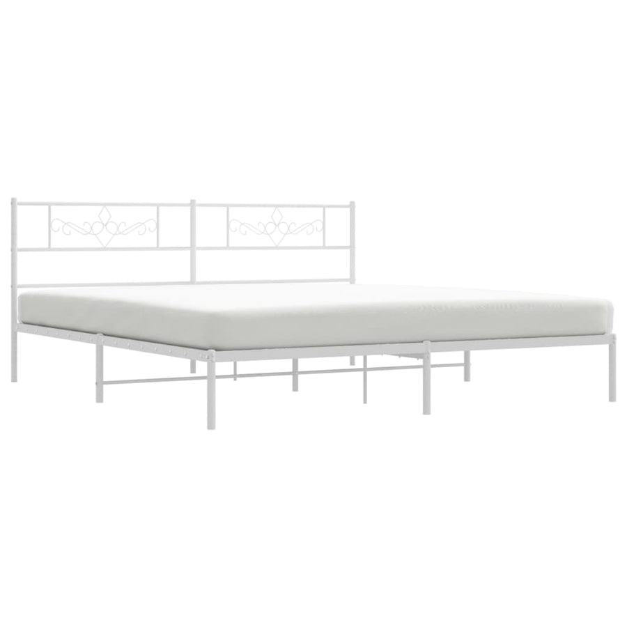 Bedframe met hoofdbord metaal wit 183x213 cm 183 x 213 cm Wit met hoofdbord