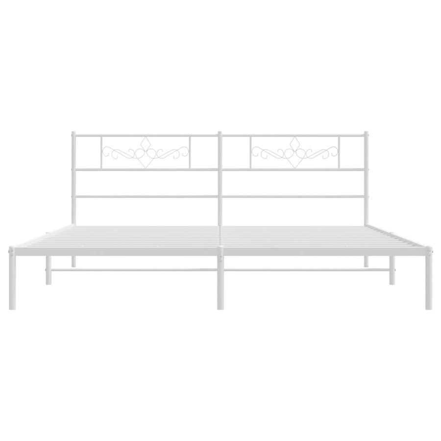Bedframe met hoofdbord metaal wit 183x213 cm 183 x 213 cm Wit met hoofdbord